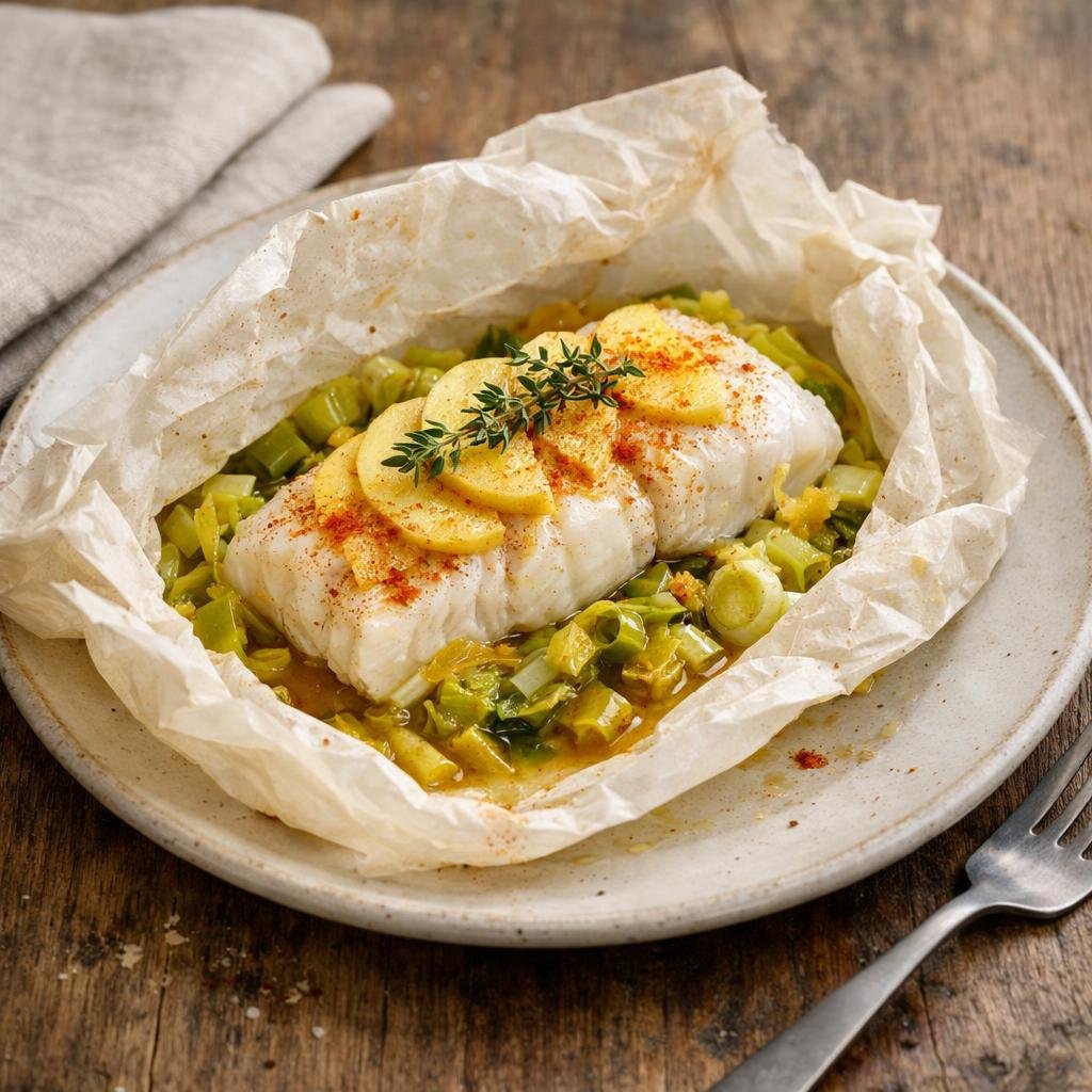 Cabillaud papillote paprika doux