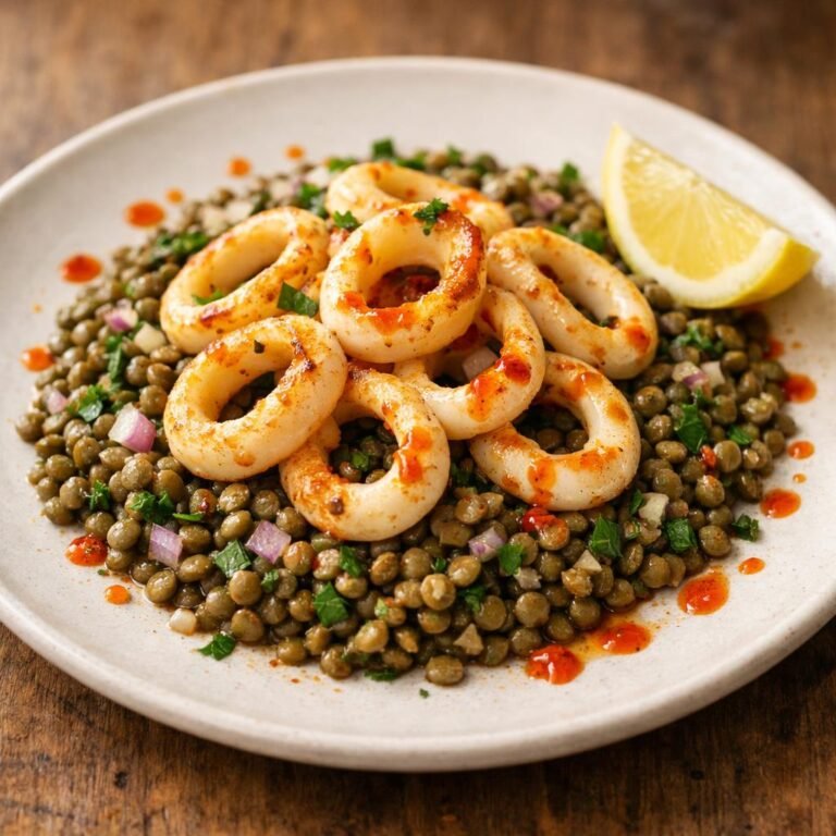Calamars grillés aux lentilles