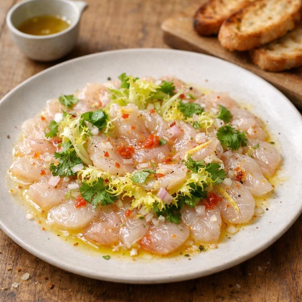 Carpaccio de daurade pimenté