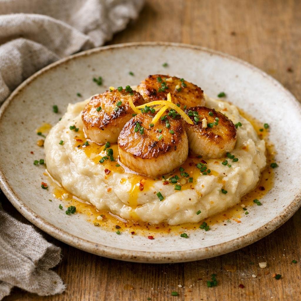 Saint‑Jacques purée topinambour