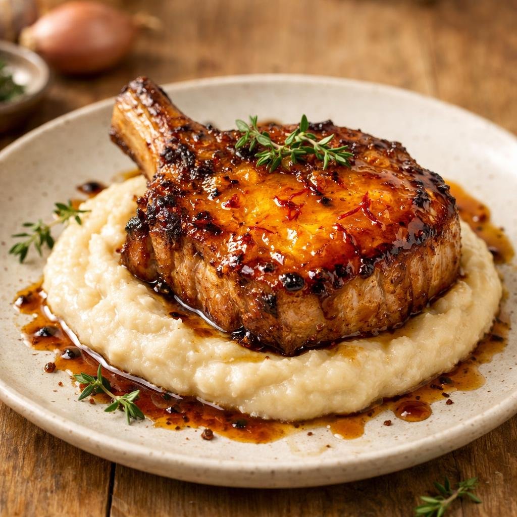 Côte de porc miel-safran