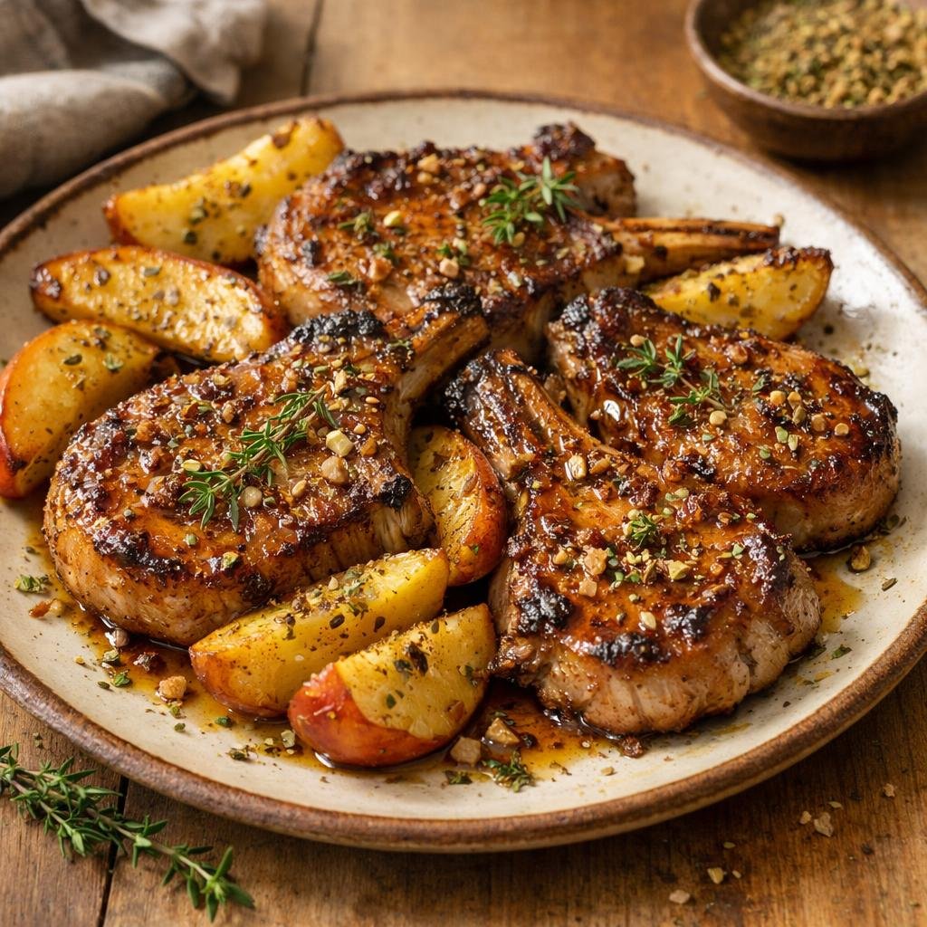 Côtelettes de porc caramélisées