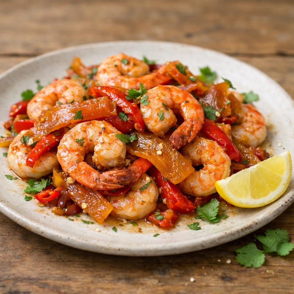 crevettes papaye caramélisée
