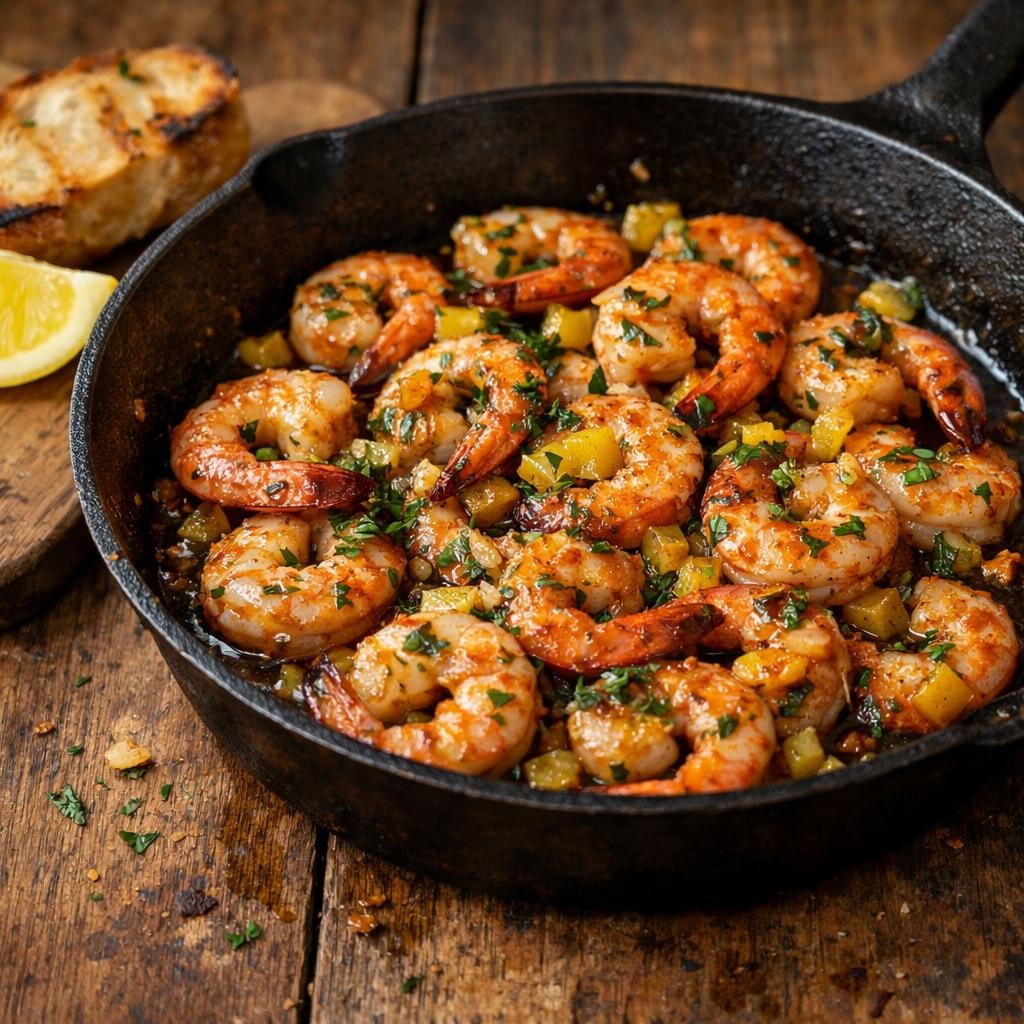 Crevettes sautées citron confit