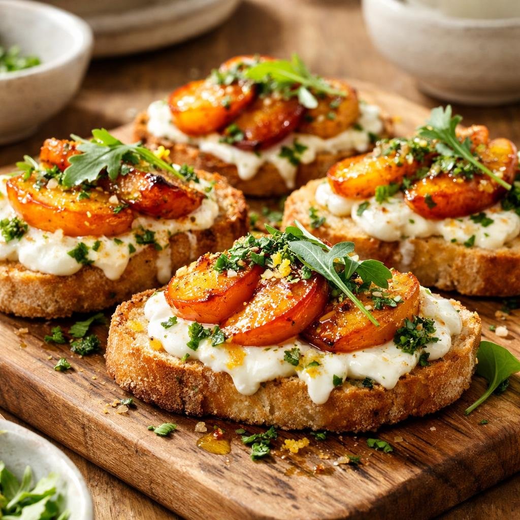 Crostini burrata pêches