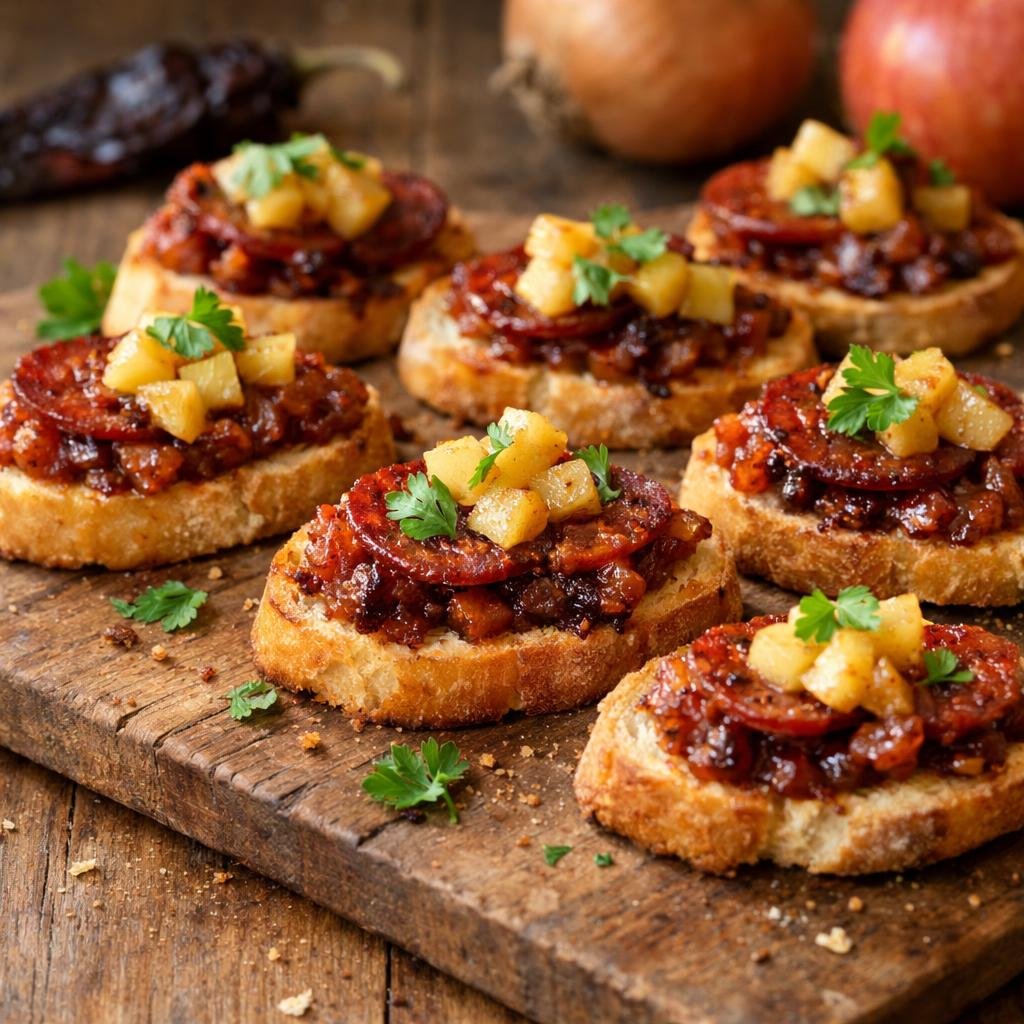 Crostini chorizo Aji Panca