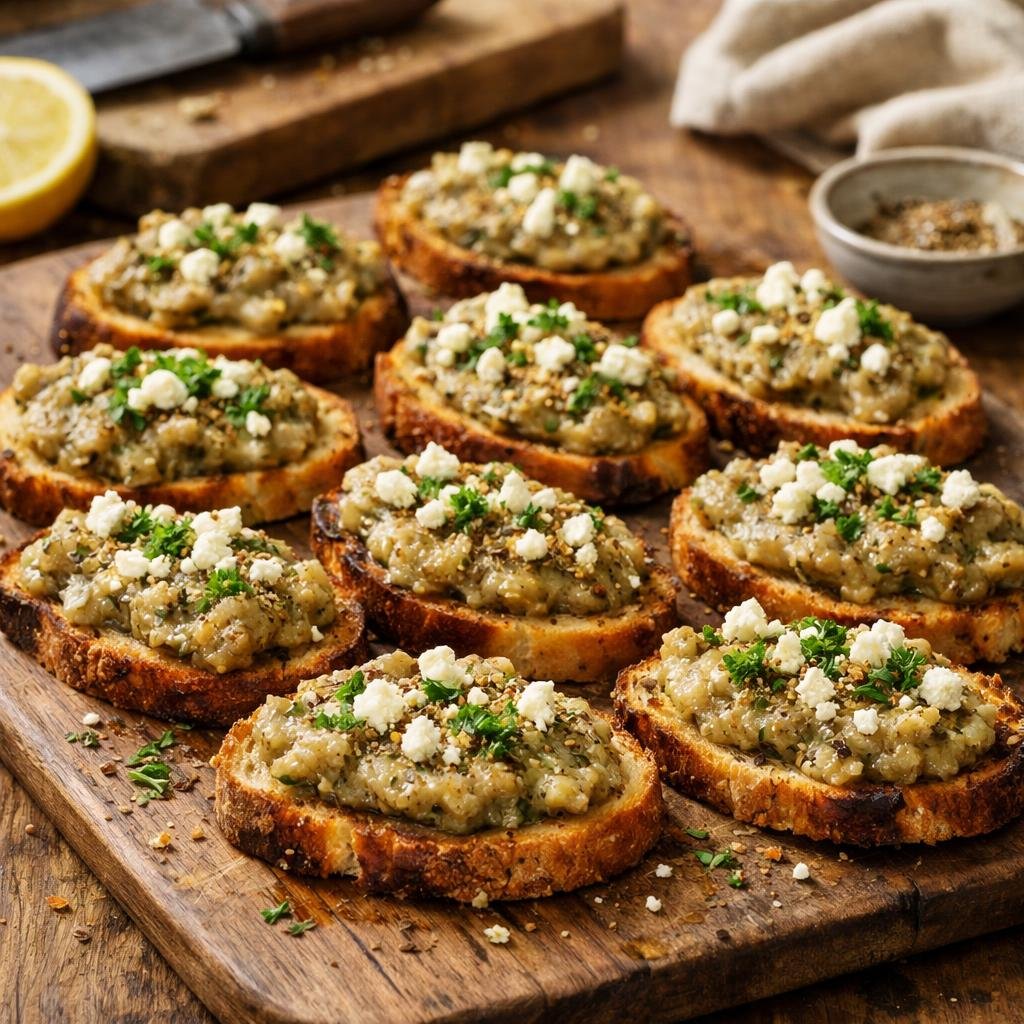 Crostini d'aubergine rôtie