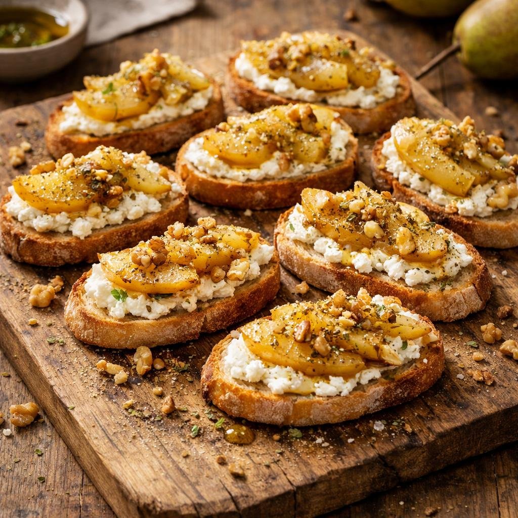 Crostini ricotta poire