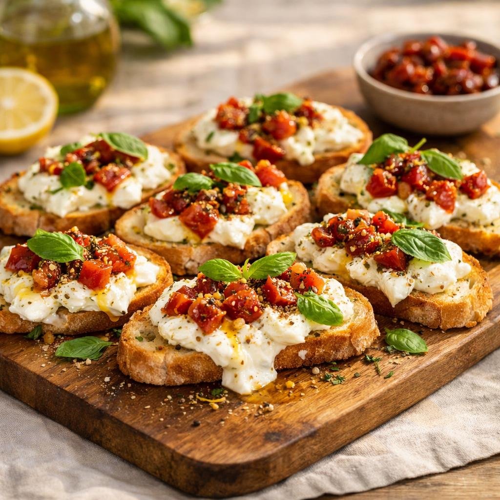 Crostini tièdes burrata