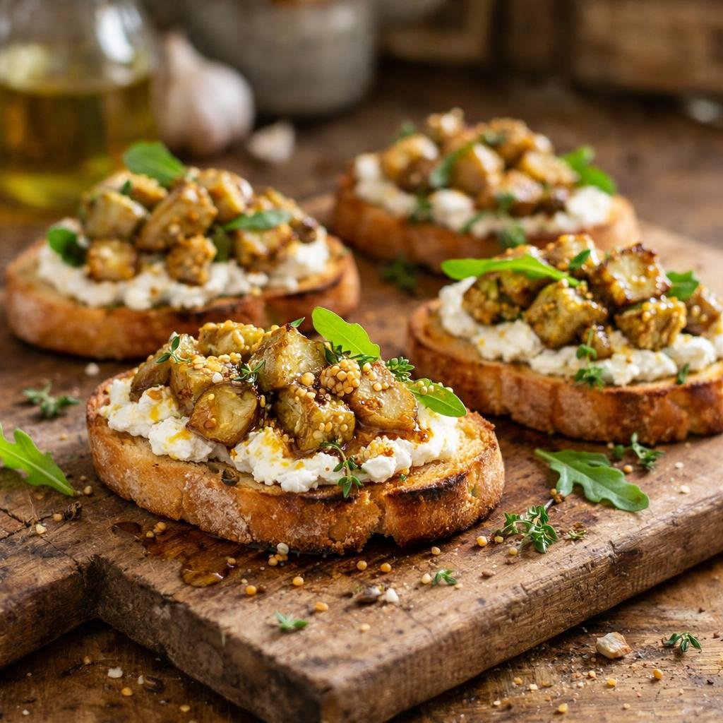 Crostini topinambour moutarde