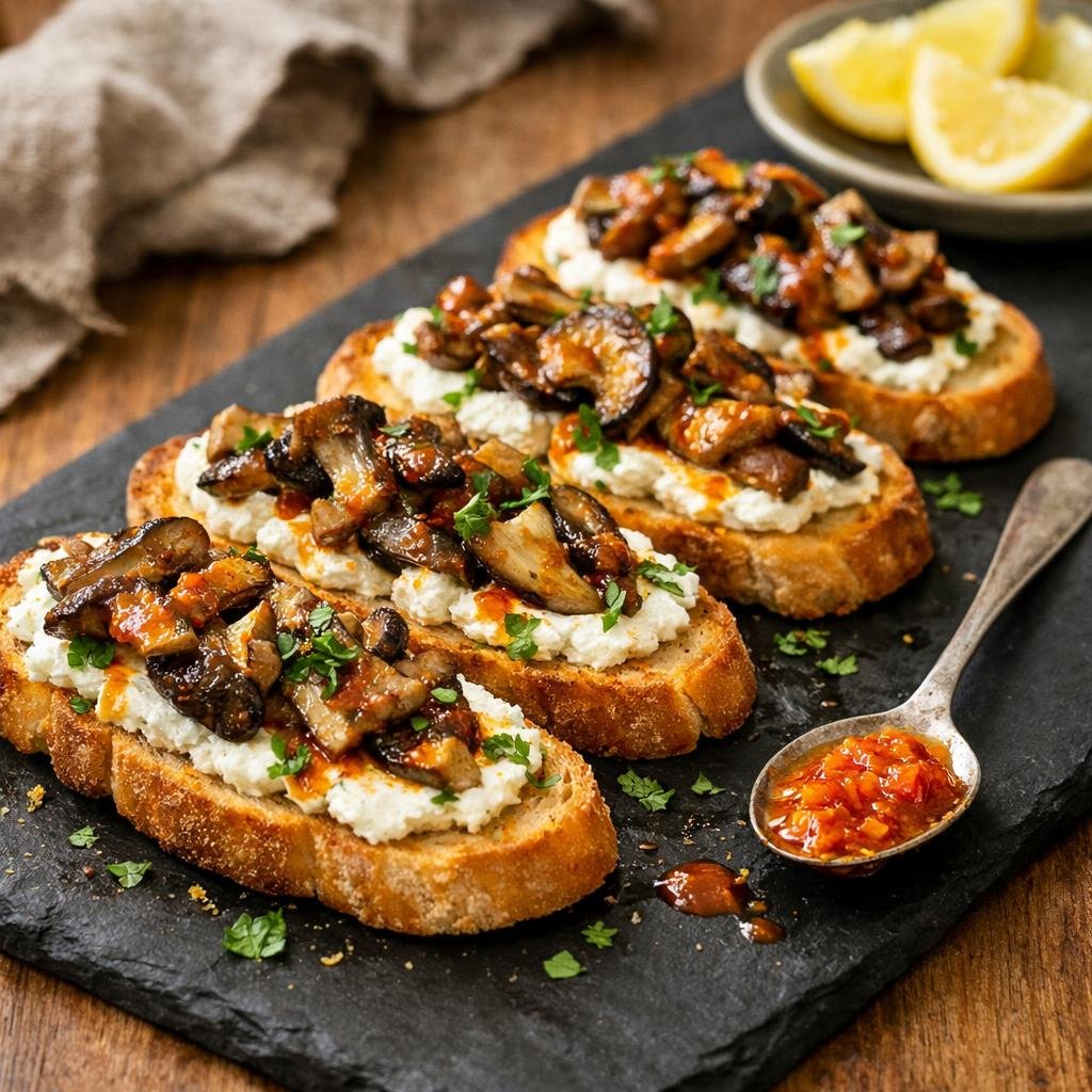 Crostinis champignons ricotta
