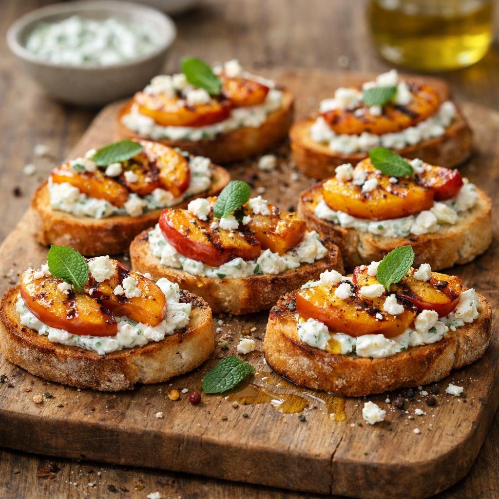crostinis pêche feta