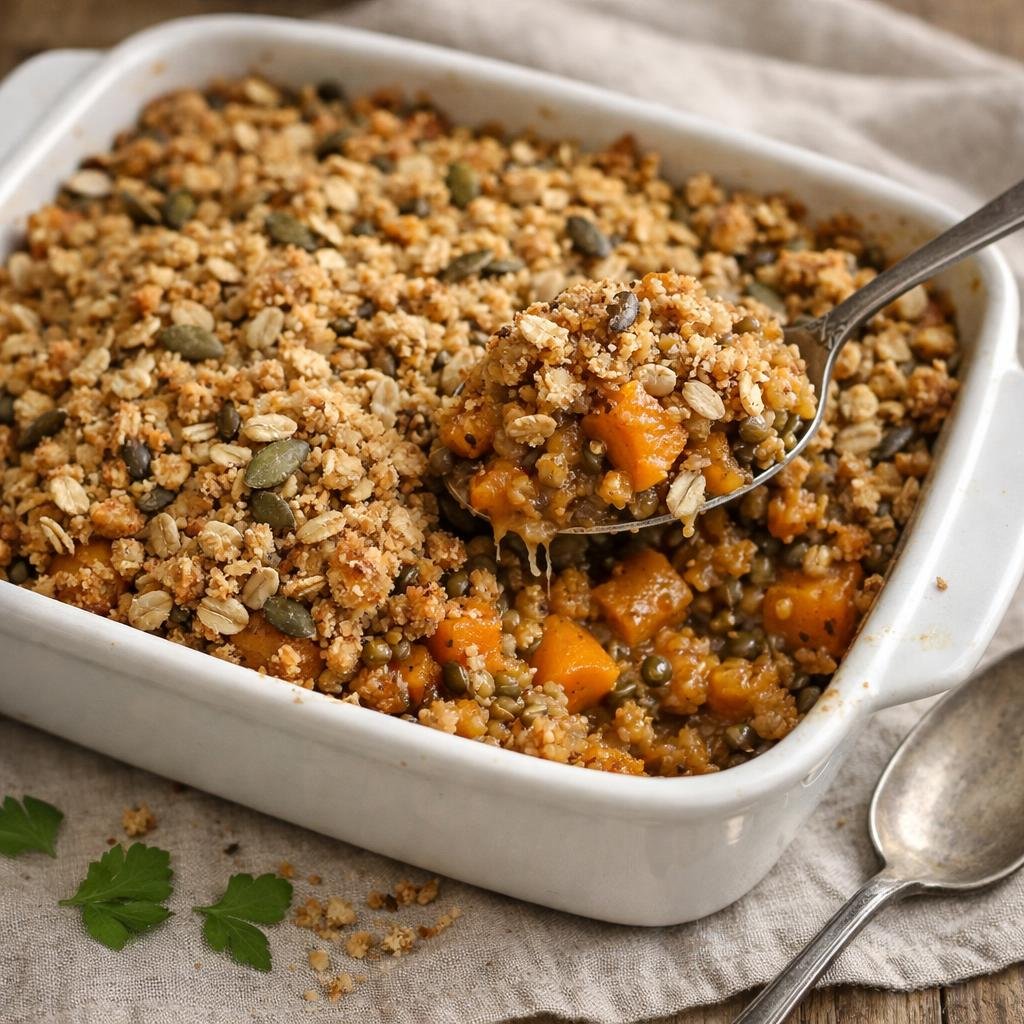Crumble butternut lentilles