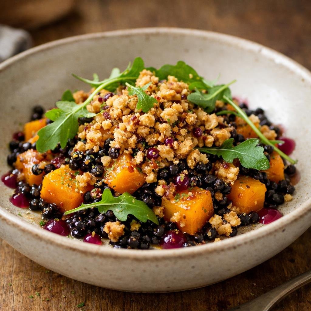 Crumble butternut lentilles