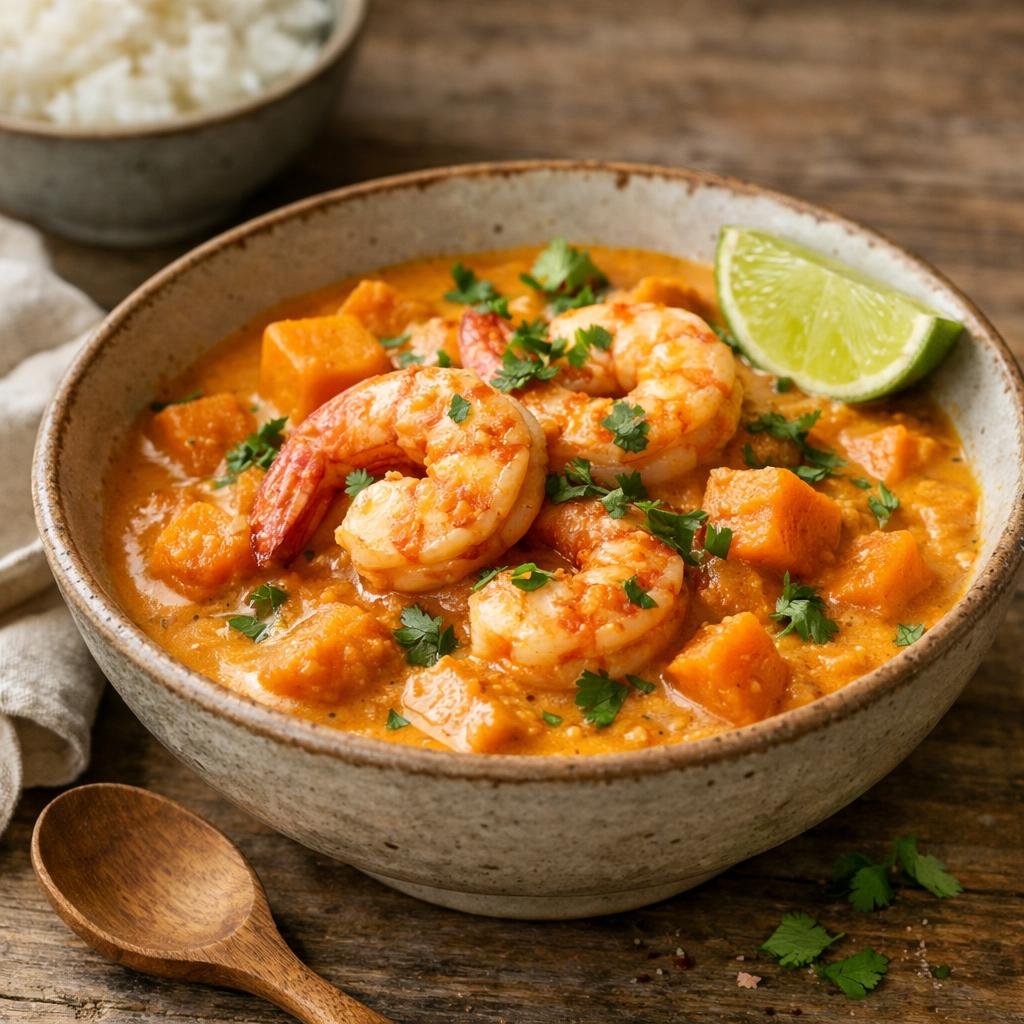 Curry de gambas orange