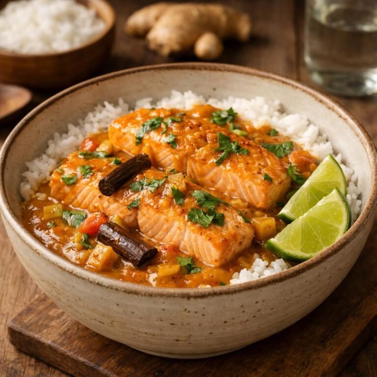 Curry de saumon au bois bandé