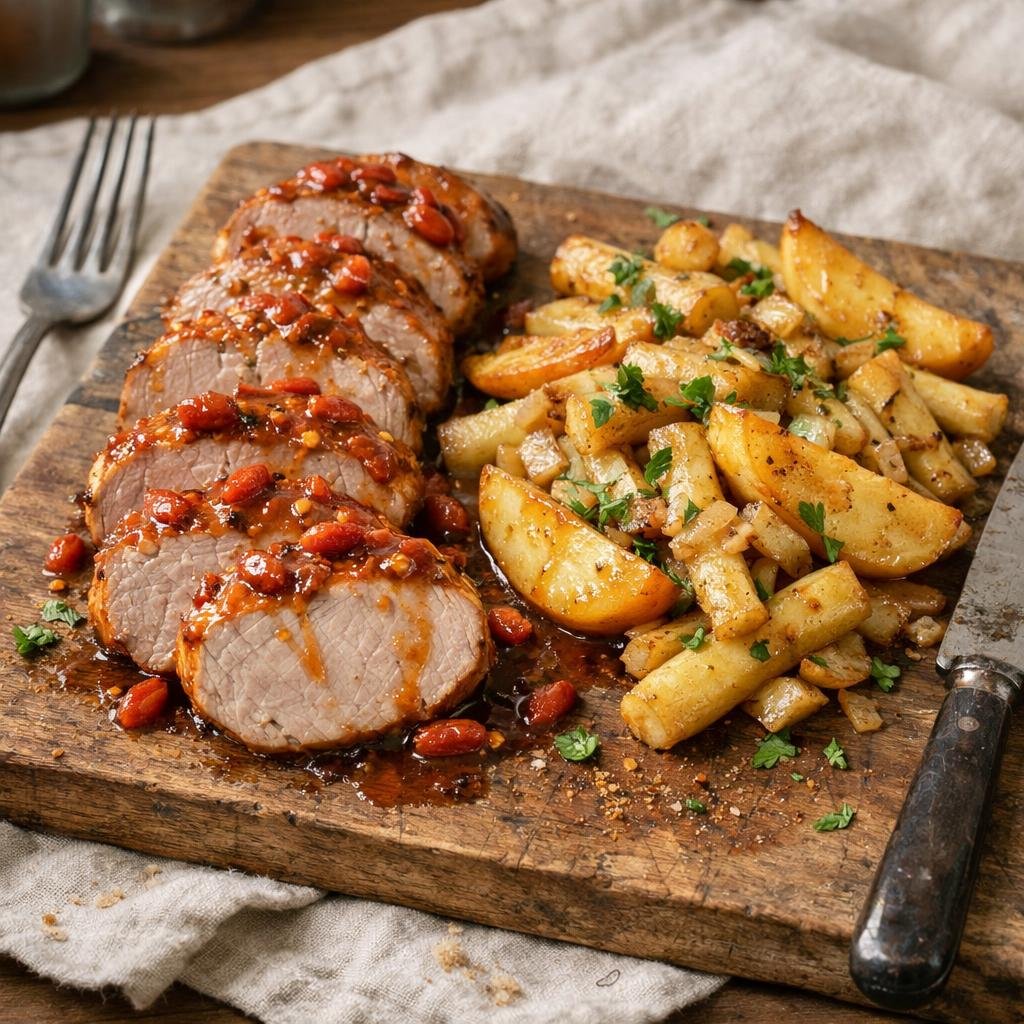Filet de porc rôti goji