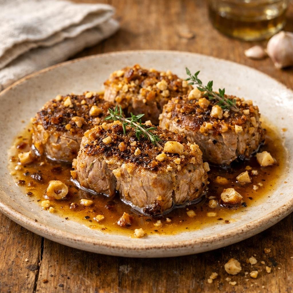 Filet mignon croûte noisettes