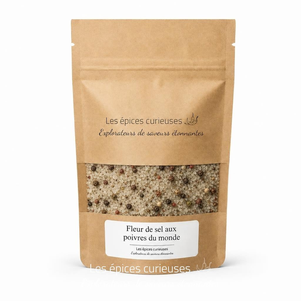 Fleur de sel aux poivres du monde - Packaging - Les Épices Curieuses