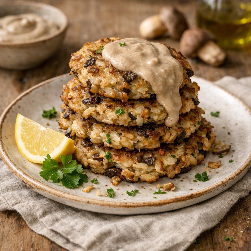 galettes de riz aux champignons