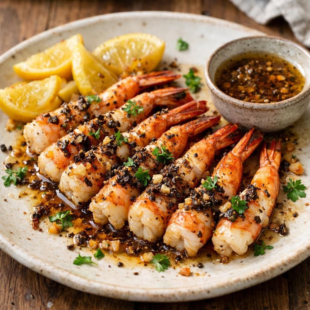 Gambas rôties poivre choco