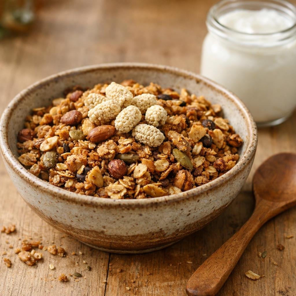 Granola aux mûres blanches
