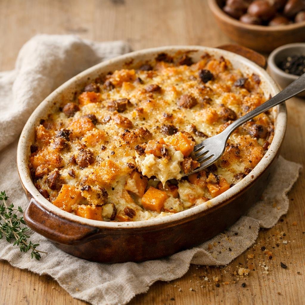 Gratin butternut châtaignes