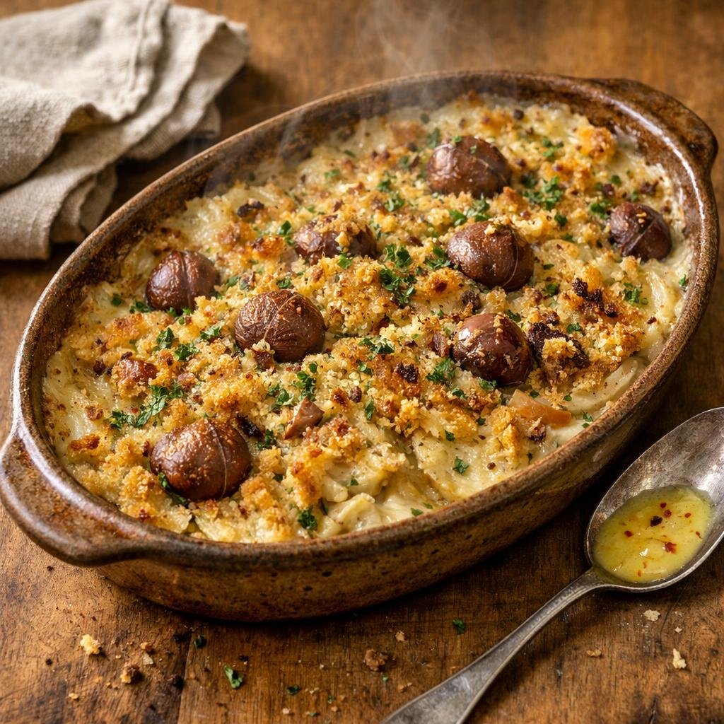 Gratin céleri-rave châtaignes