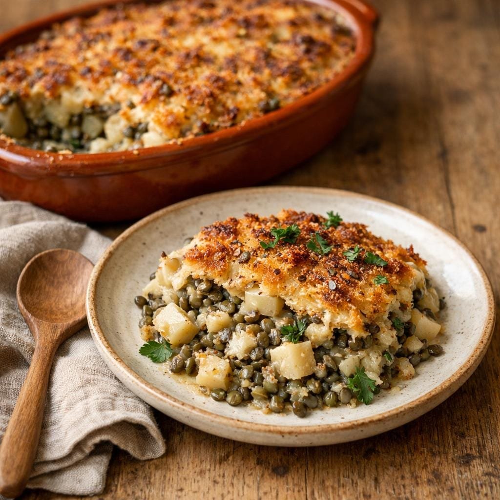 gratin céleri-rave lentilles