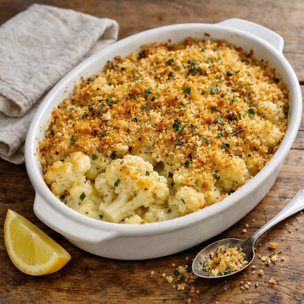 Gratin chou‑fleur printanier