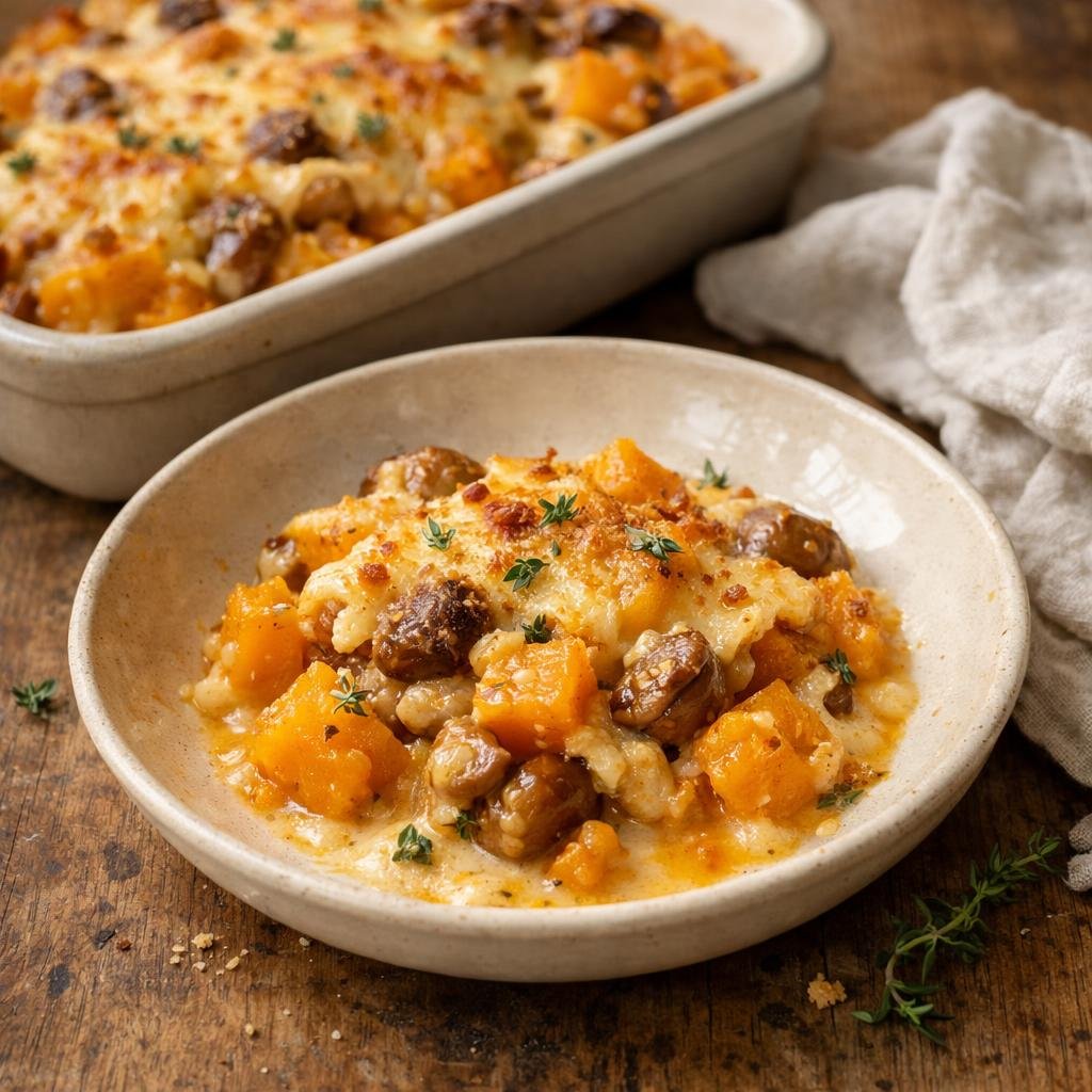 gratin de butternut et châtaignes