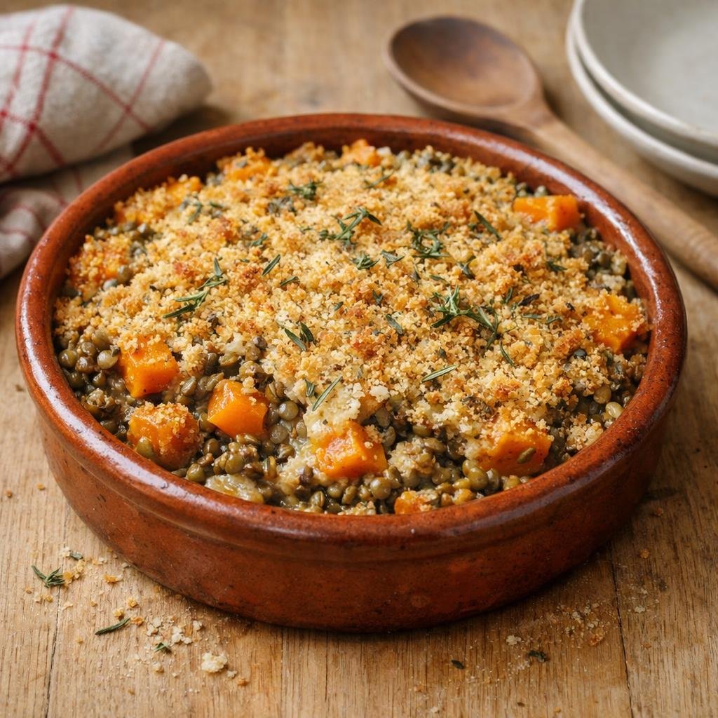 gratin lentilles et courge
