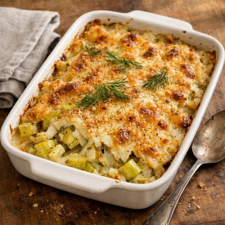 Gratin poireaux‑fenouil