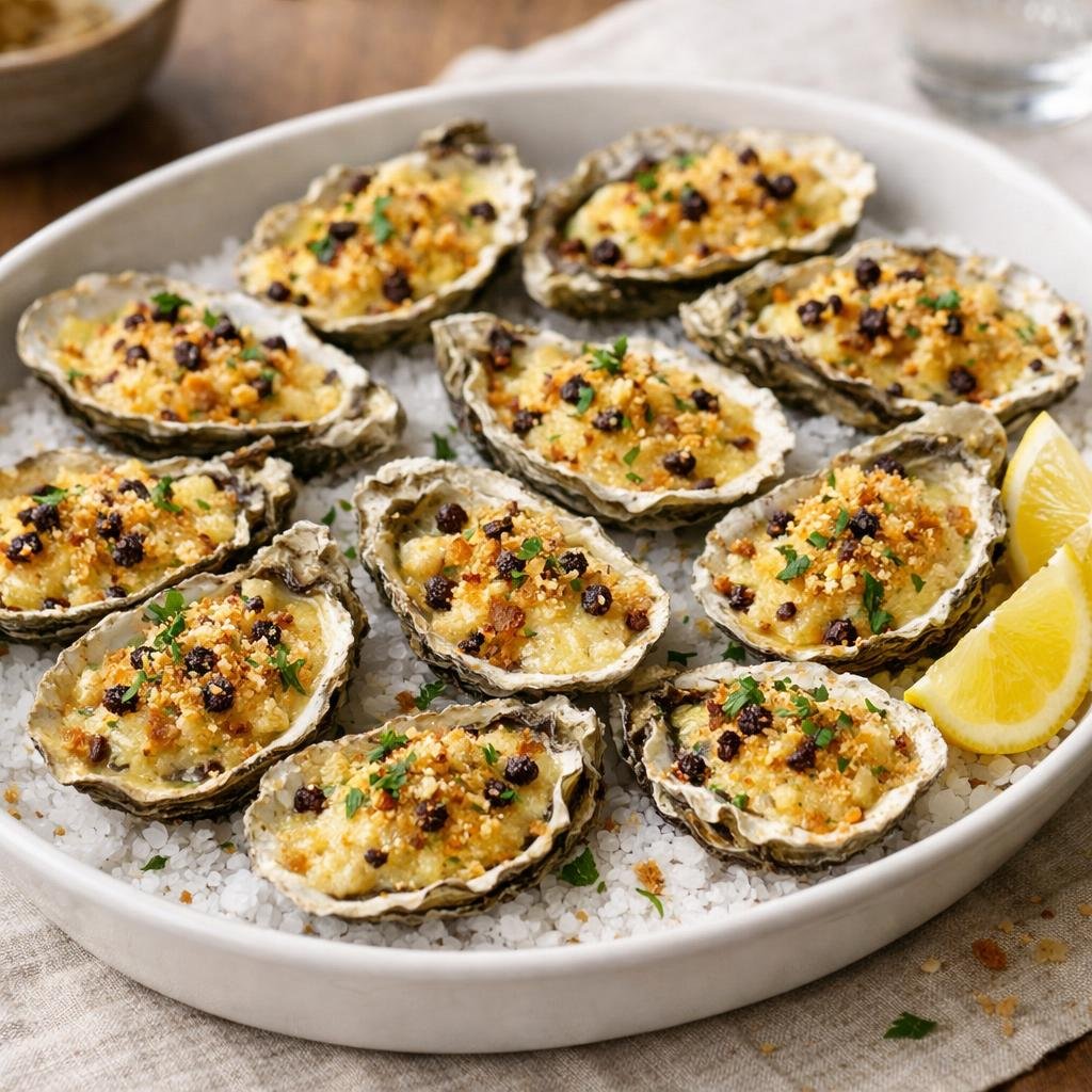 Huîtres gratinées Poivres cacao