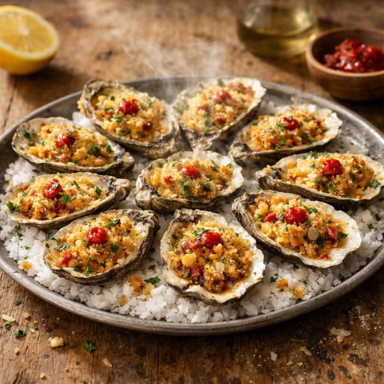 Huîtres gratinées piment rouge