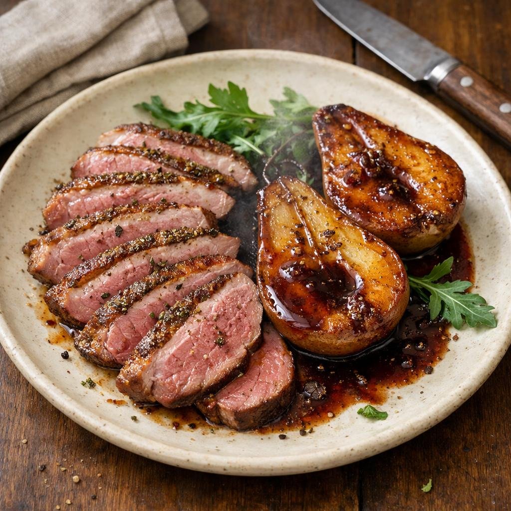 Magret de canard aux poires