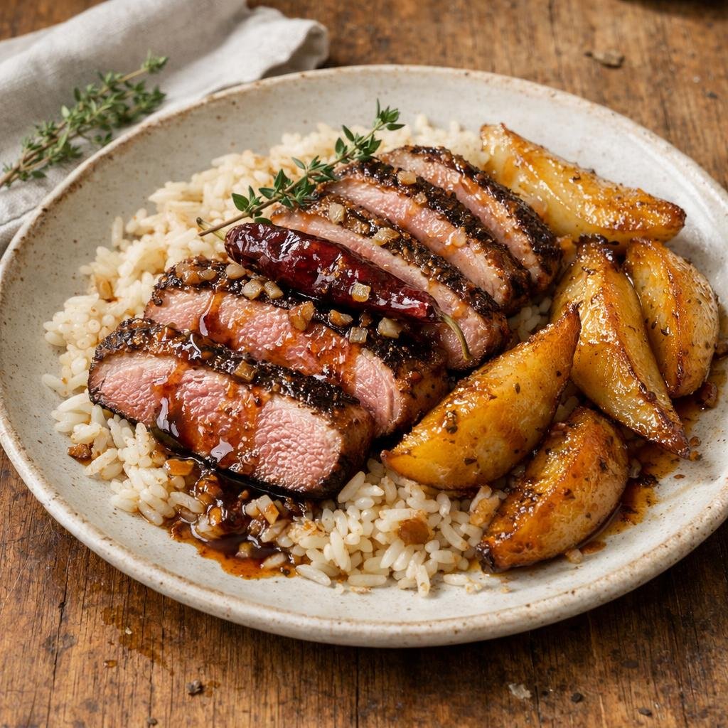 Magret de canard pimientos