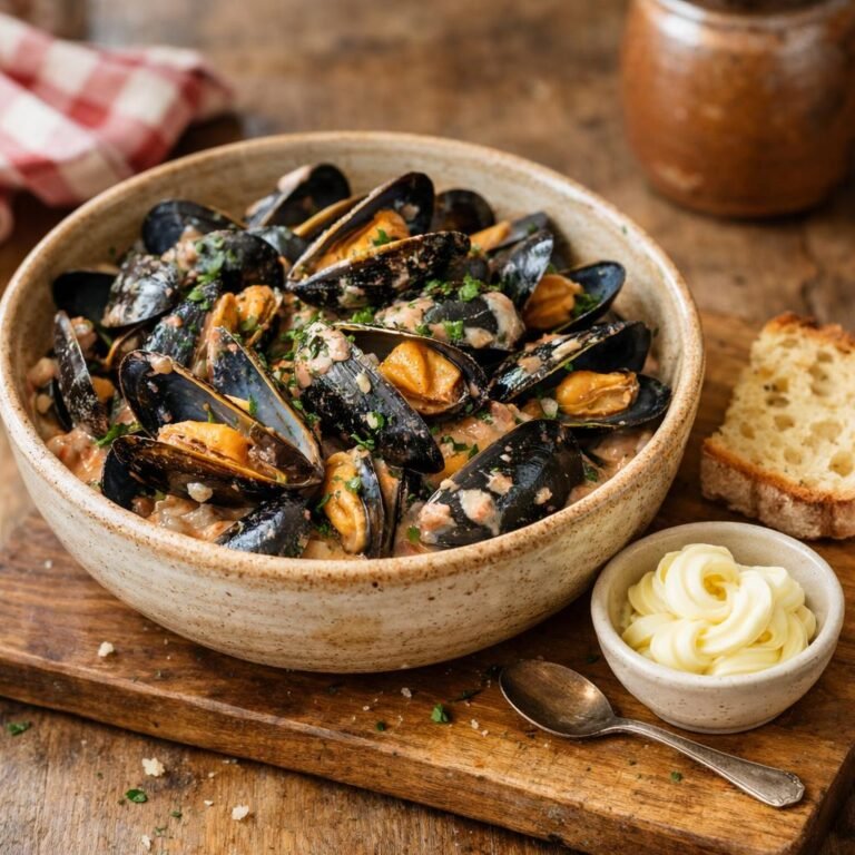 Moules à la crème fumée