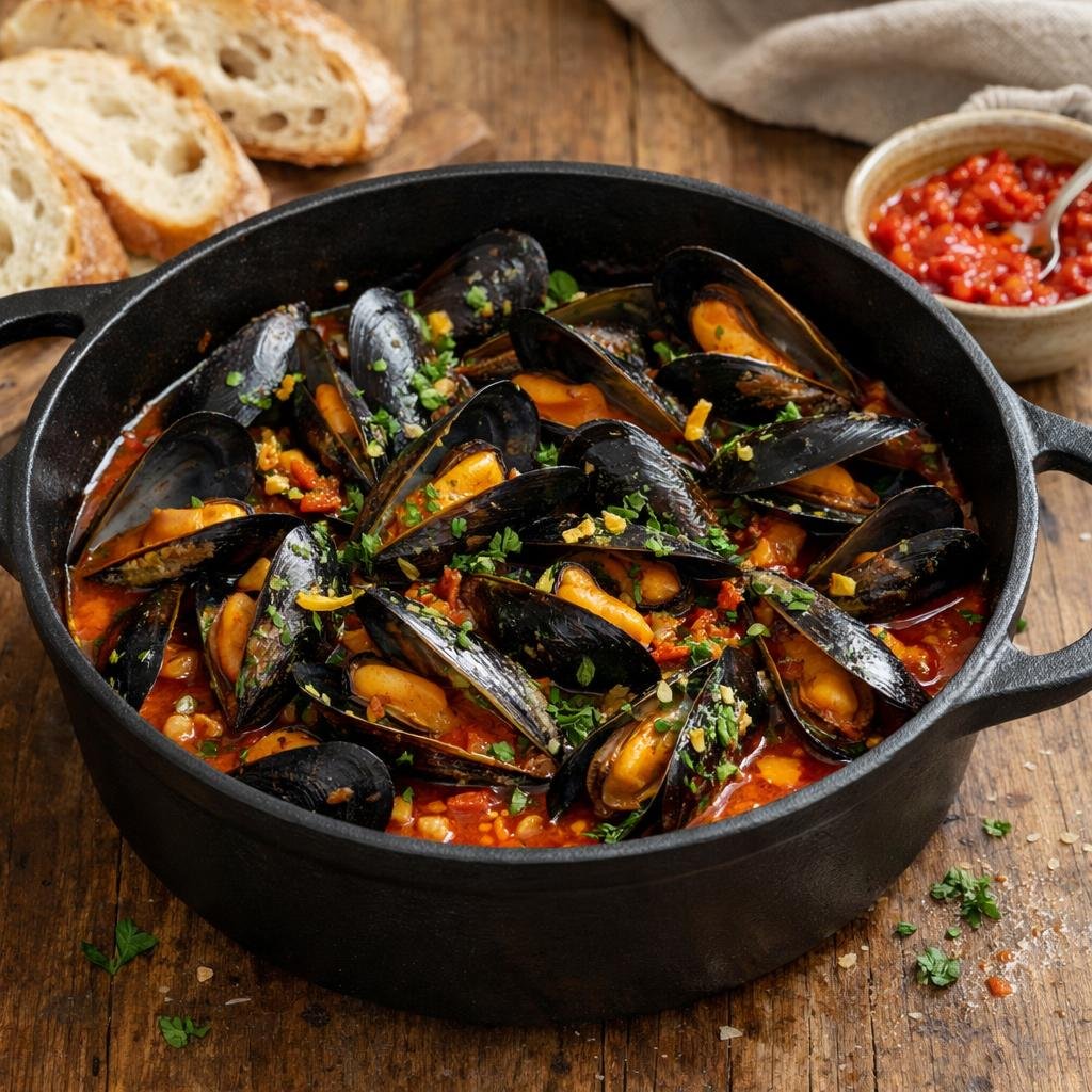 Moules au bouillon piment