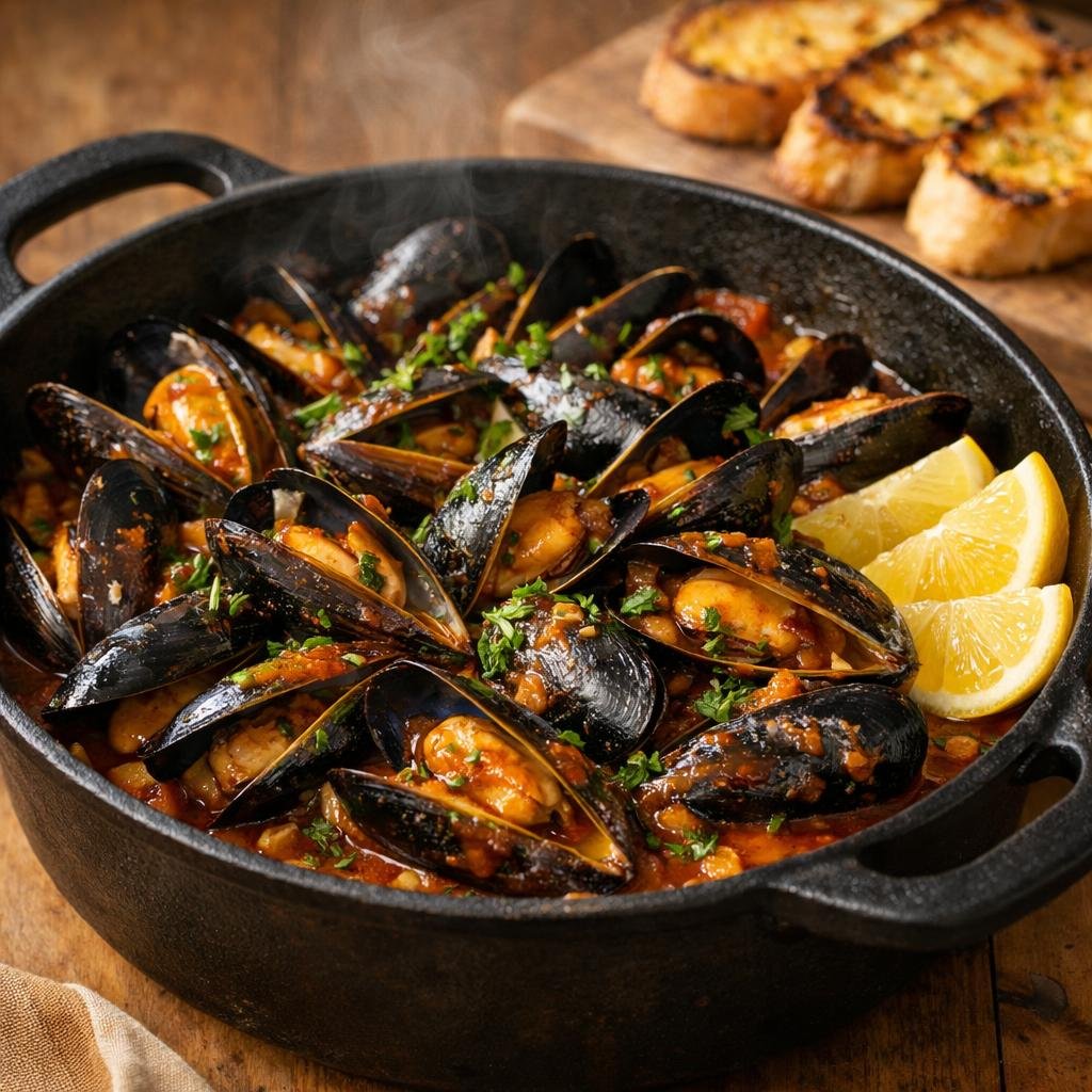 Moules au cidre barbecue