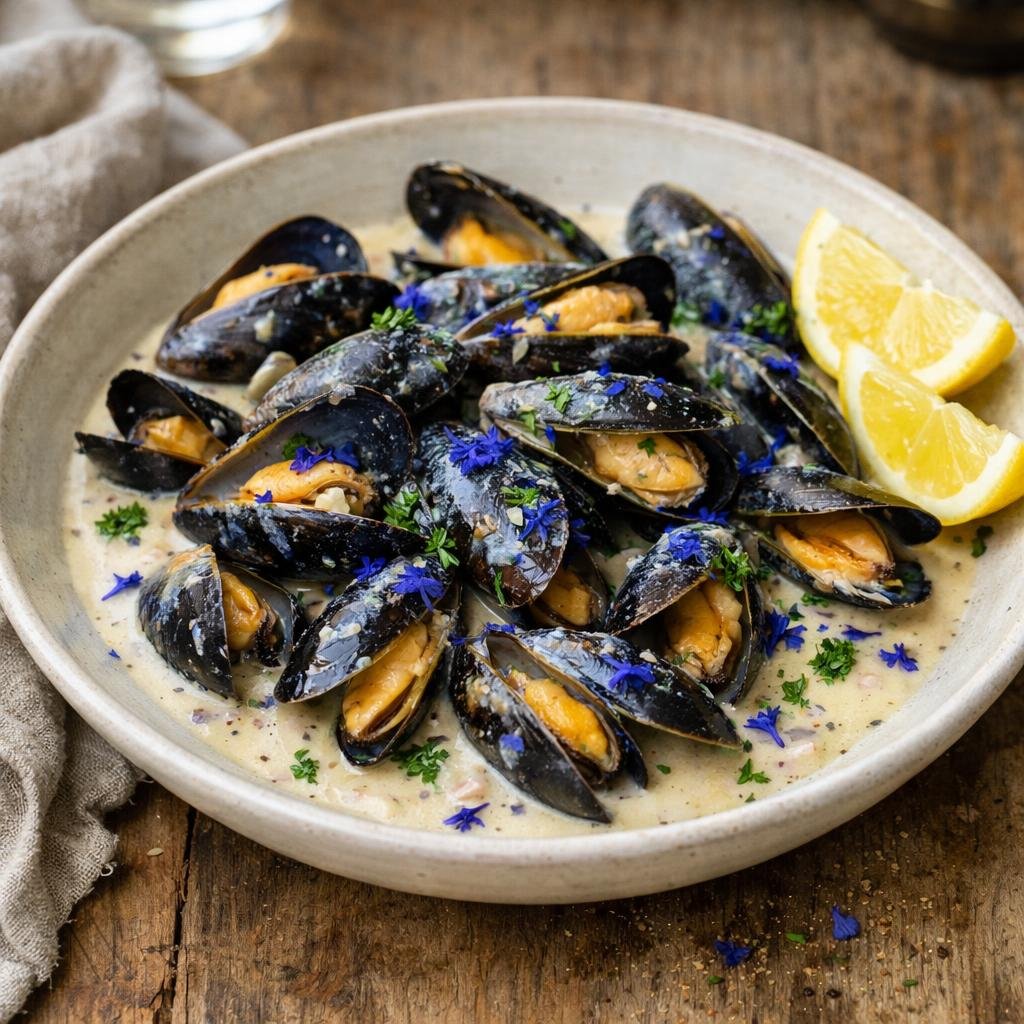 Moules au cidre bleuet