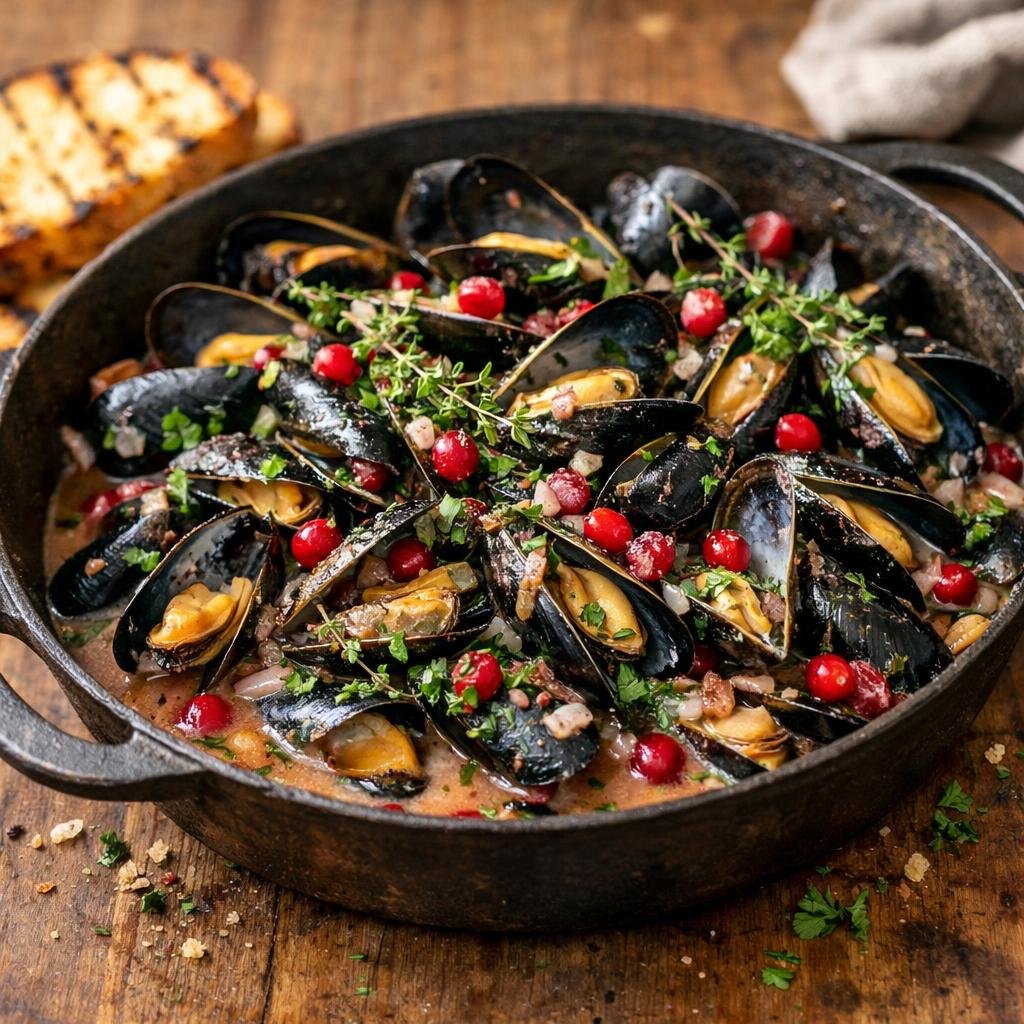 Moules au cidre cranberries