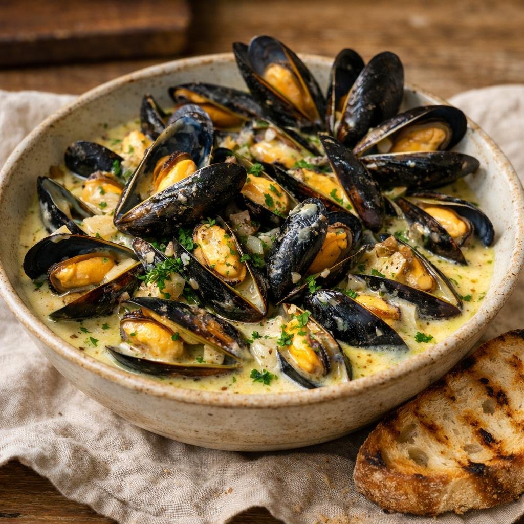 moules au cidre muscade
