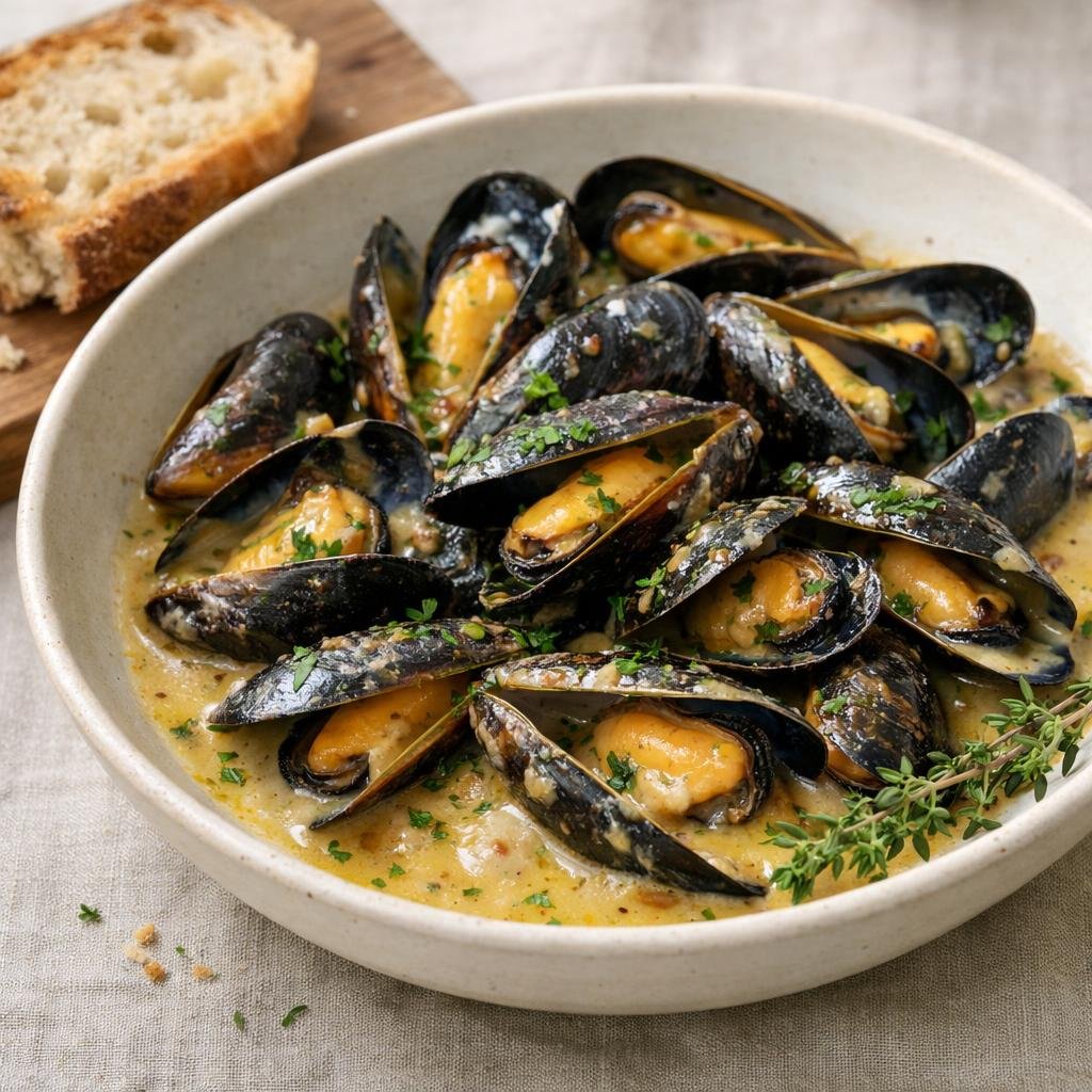 Moules au cidre épicées