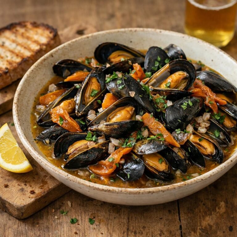 Moules au cidre et kakis