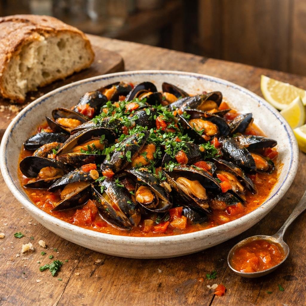 Moules au cidre piquantes