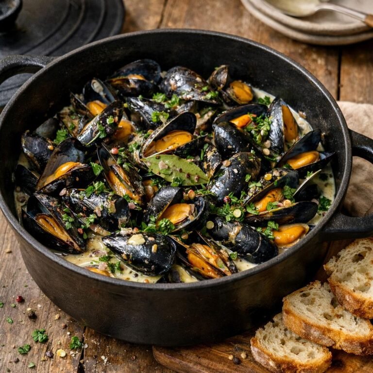 Moules au cidre six baies