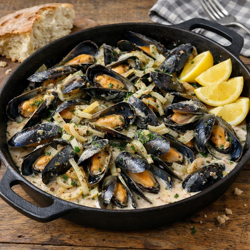 Moules crémeuses fenouil