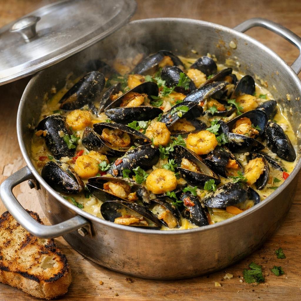 Moules curry banane