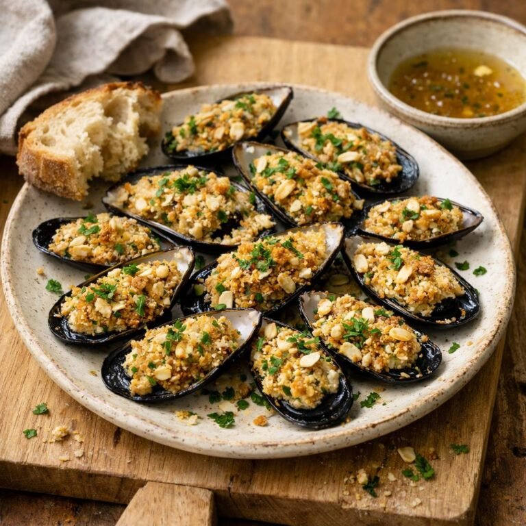 Moules gratinées à l'avoine